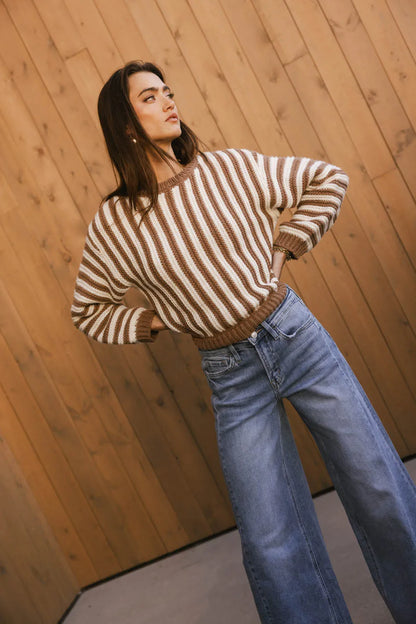 Baila Striped Sweater in Mocha - FINAL SALE