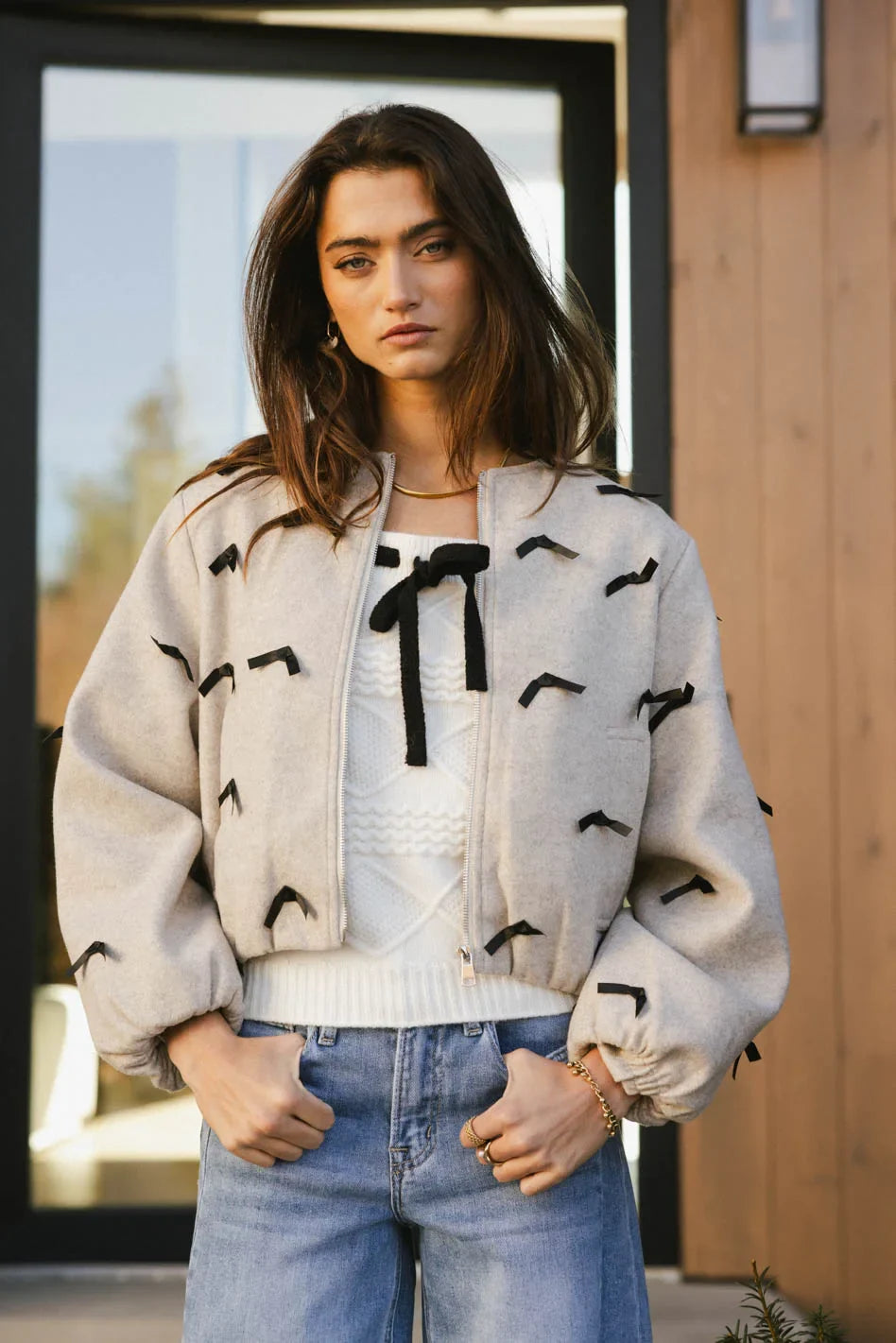 Leona Mini Bows Bomber Jacket - FINAL SALE