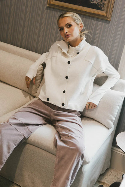 Sadie Knit Cardigan in Ivory - FINAL SALE