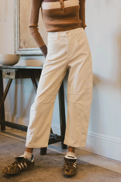 Lisette Barrel Jean in Ivory Courduroy - FINAL SALE