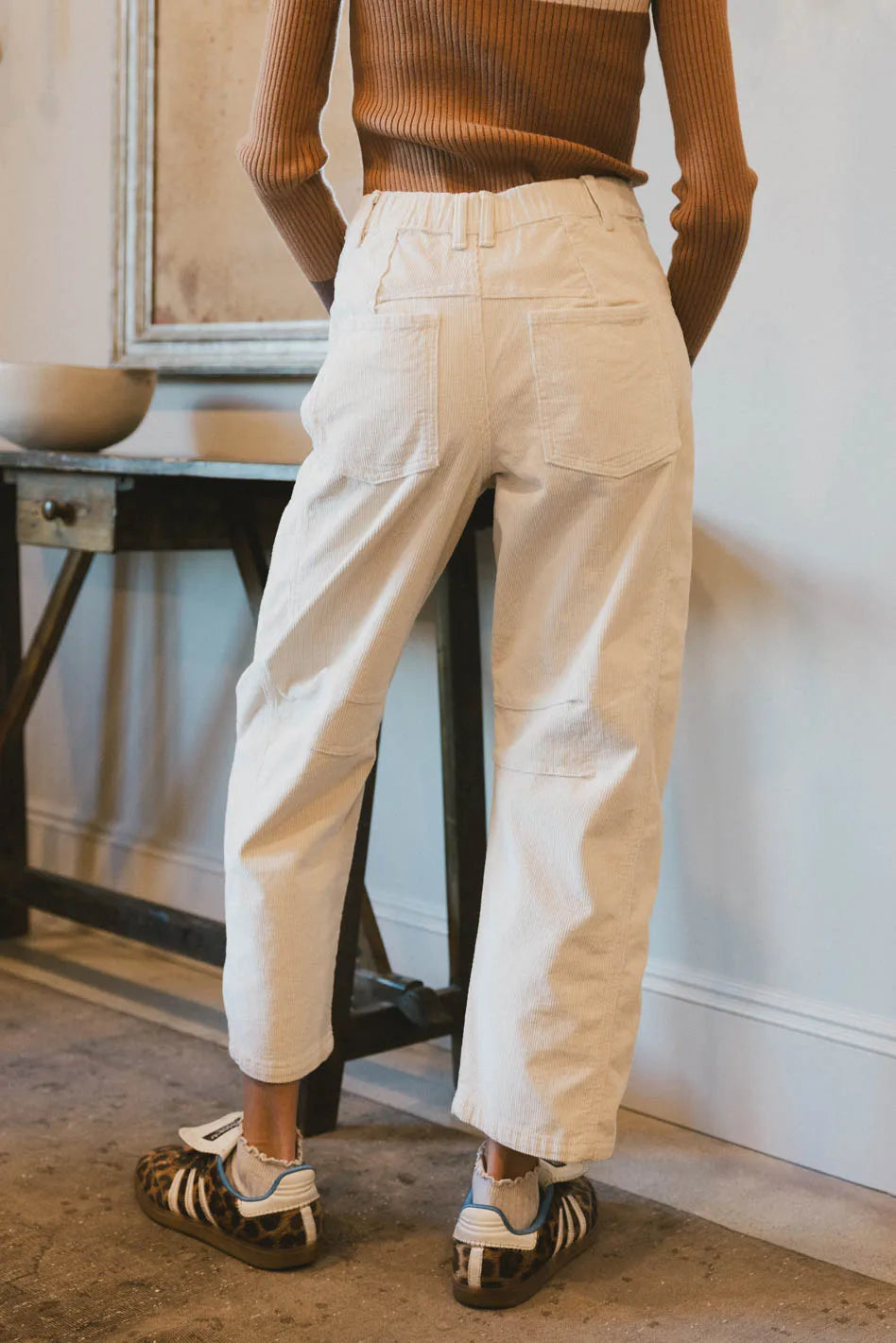 Lisette Barrel Jean in Ivory Courduroy - FINAL SALE