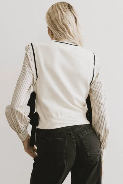 Montie Striped Sweater Top in Cream - FINAL SALE