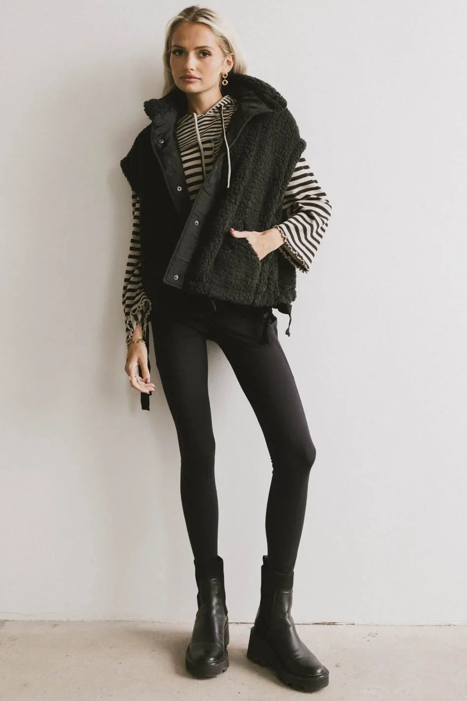 Johanna Sherpa Vest in Black - FINAL SALE