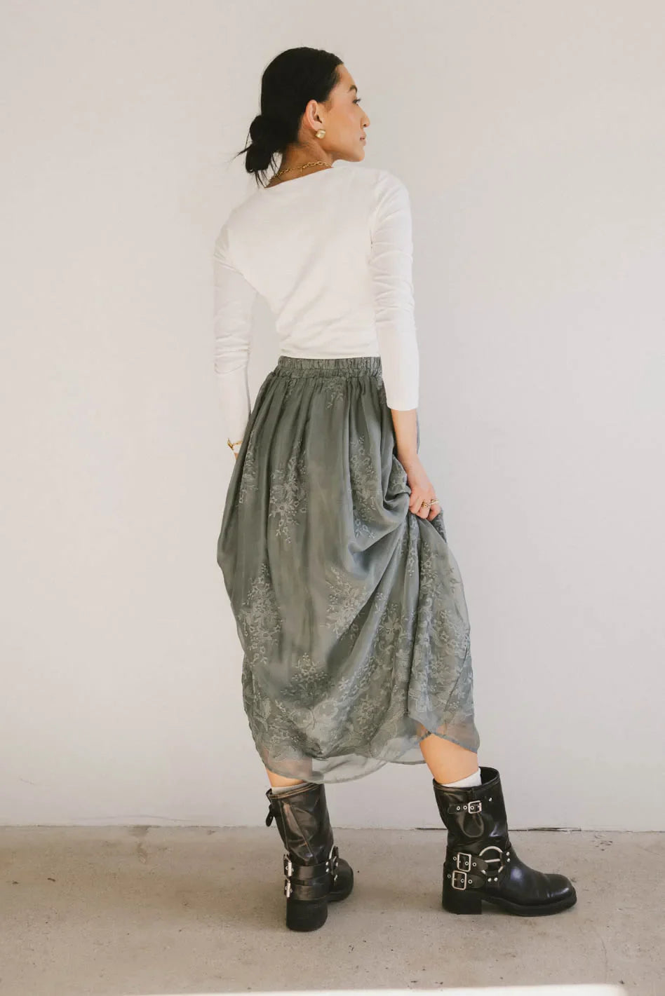 Grace Floral Tulle Skirt in Teal - FINAL SALE