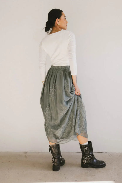 Grace Floral Tulle Skirt in Teal - FINAL SALE