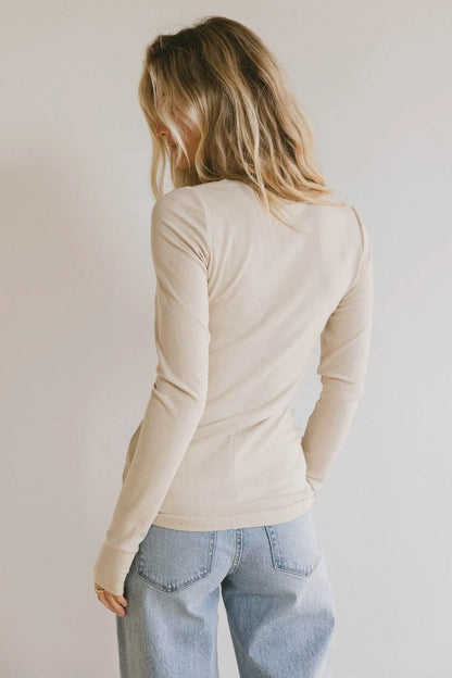 Ivanna Henley Top in Natural - FINAL SALE