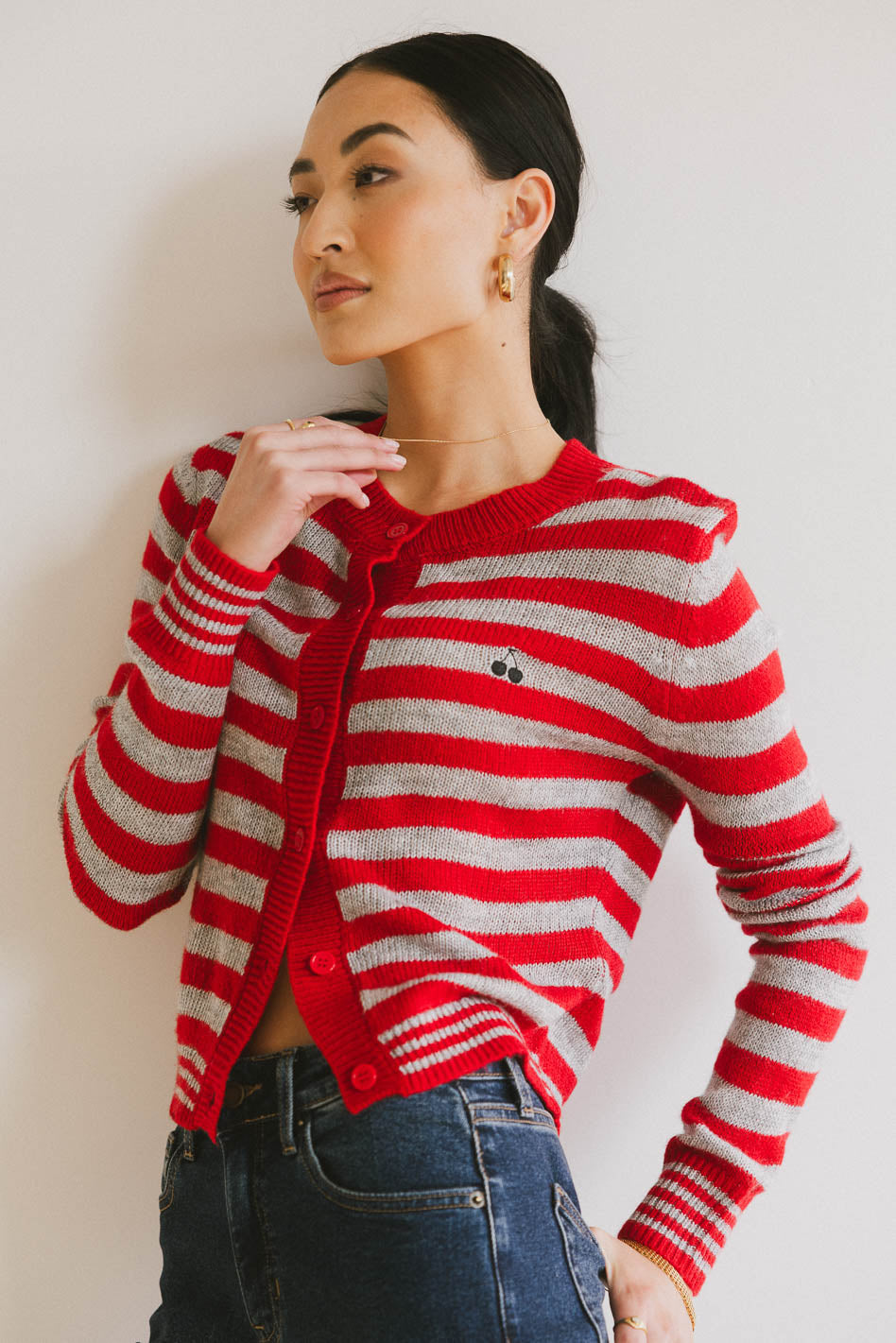 Albia Cherry Striped Cardigan - FINAL SALE