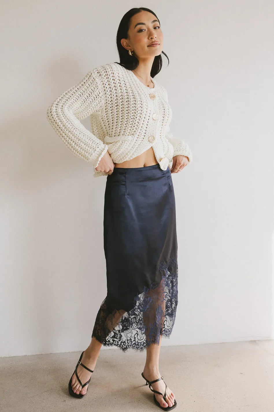 Frankie Asymmetrical Skirt in Navy - FINAL SALE
