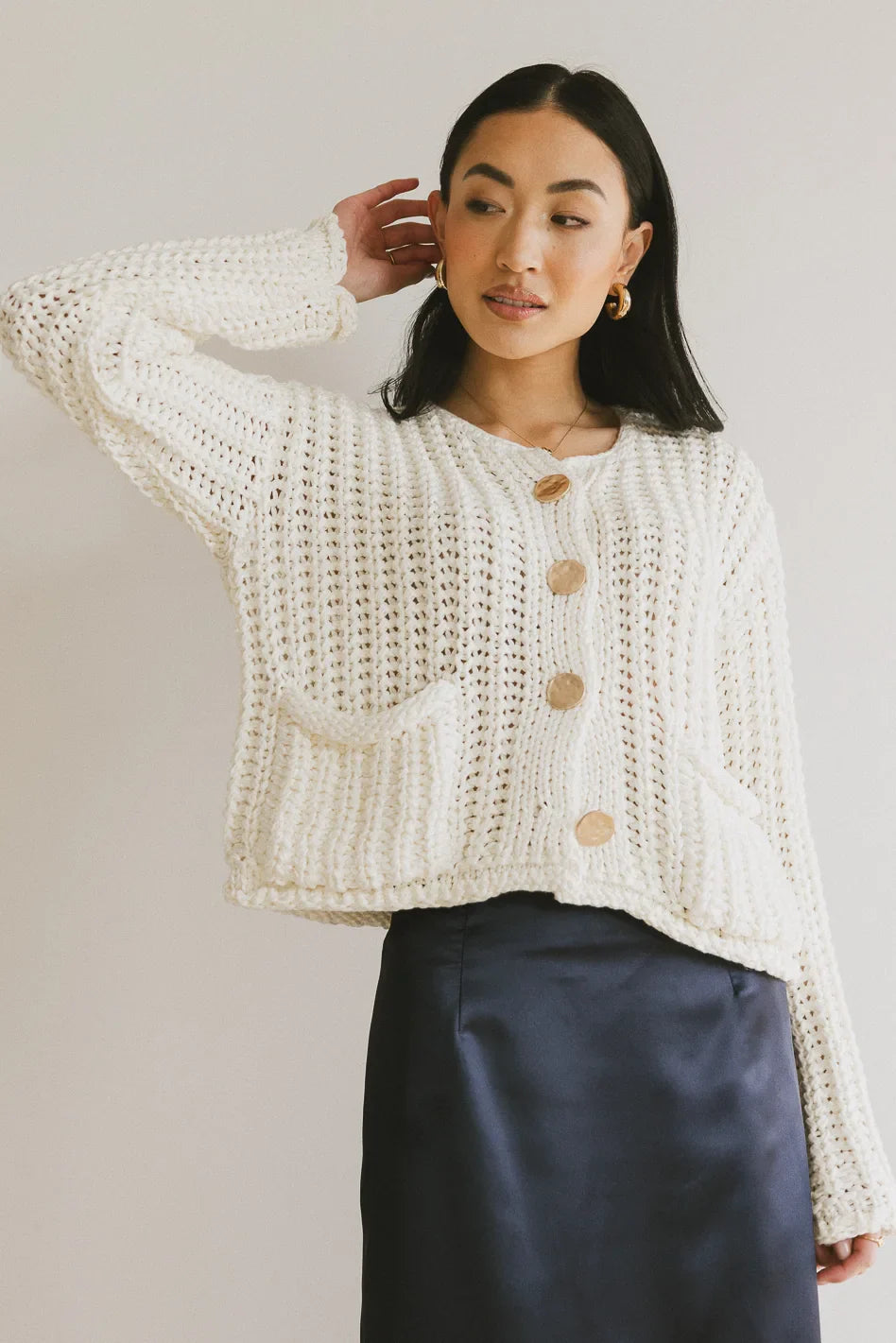 Janelle Knit Cardigan in Cream - FINAL SALE