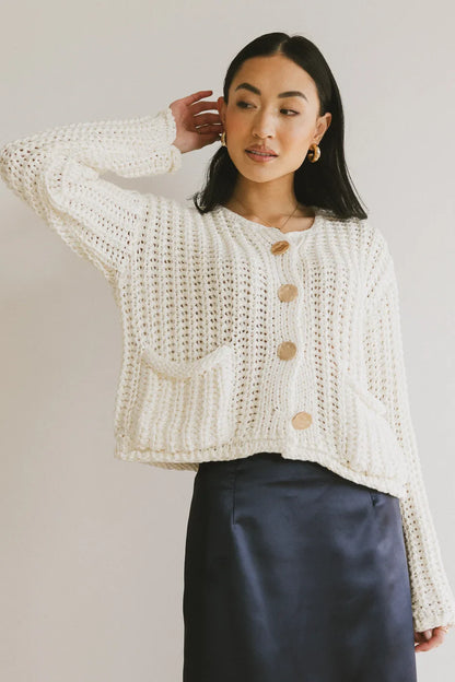 Janelle Knit Cardigan in Cream - FINAL SALE