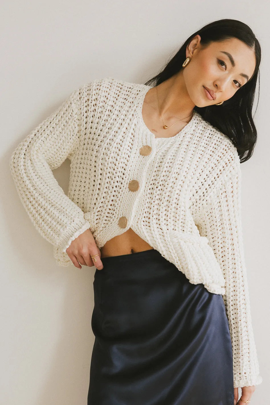 Janelle Knit Cardigan in Cream - FINAL SALE