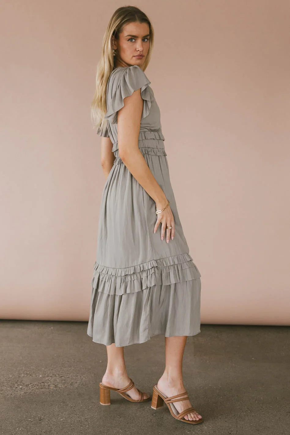 Willa Ruffle Dress in Sage - FINAL SALE