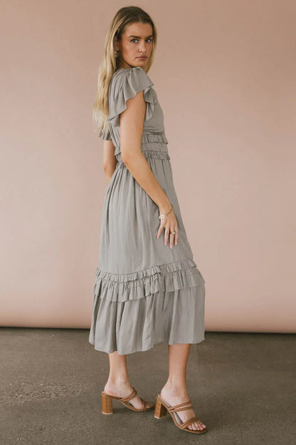 Willa Ruffle Dress in Sage - FINAL SALE