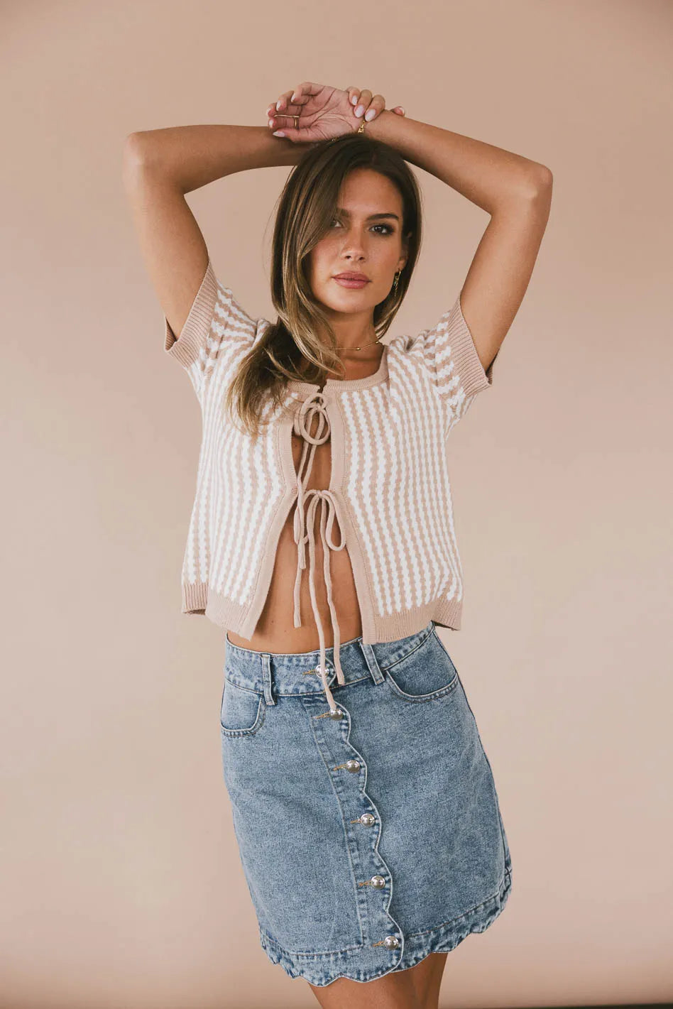 Teddy Tie Front Cardigan in Taupe - FINAL SALE