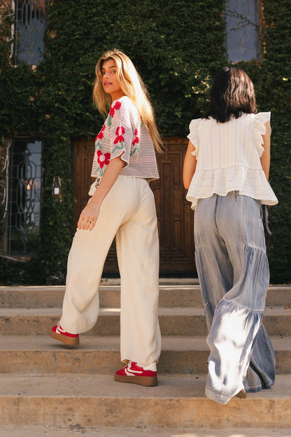 Quinlen Wide Leg Pants in Natural - FINAL SALE