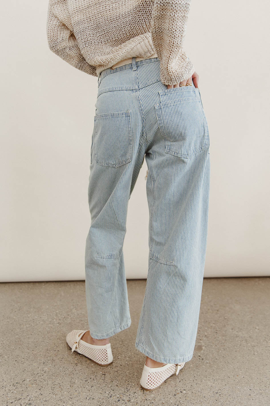 Jocelyn Barrel Jeans in Denim Stripe - FINAL SALE