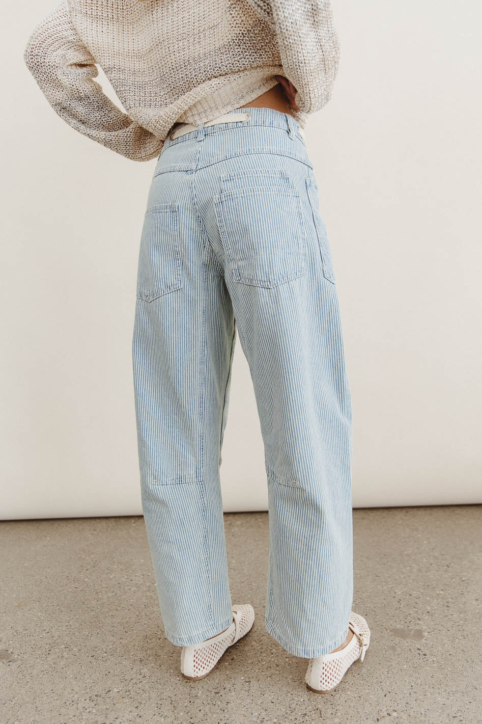 Jocelyn Barrel Jeans in Denim Stripe - FINAL SALE