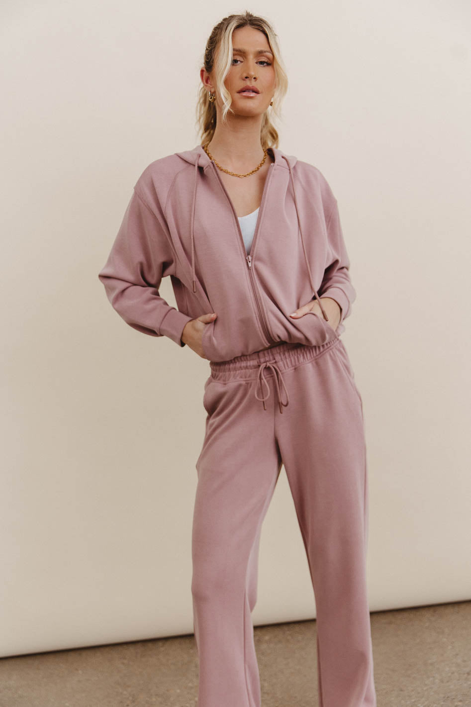 Balance Zip Up Hoodie in Mauve - FINAL SALE