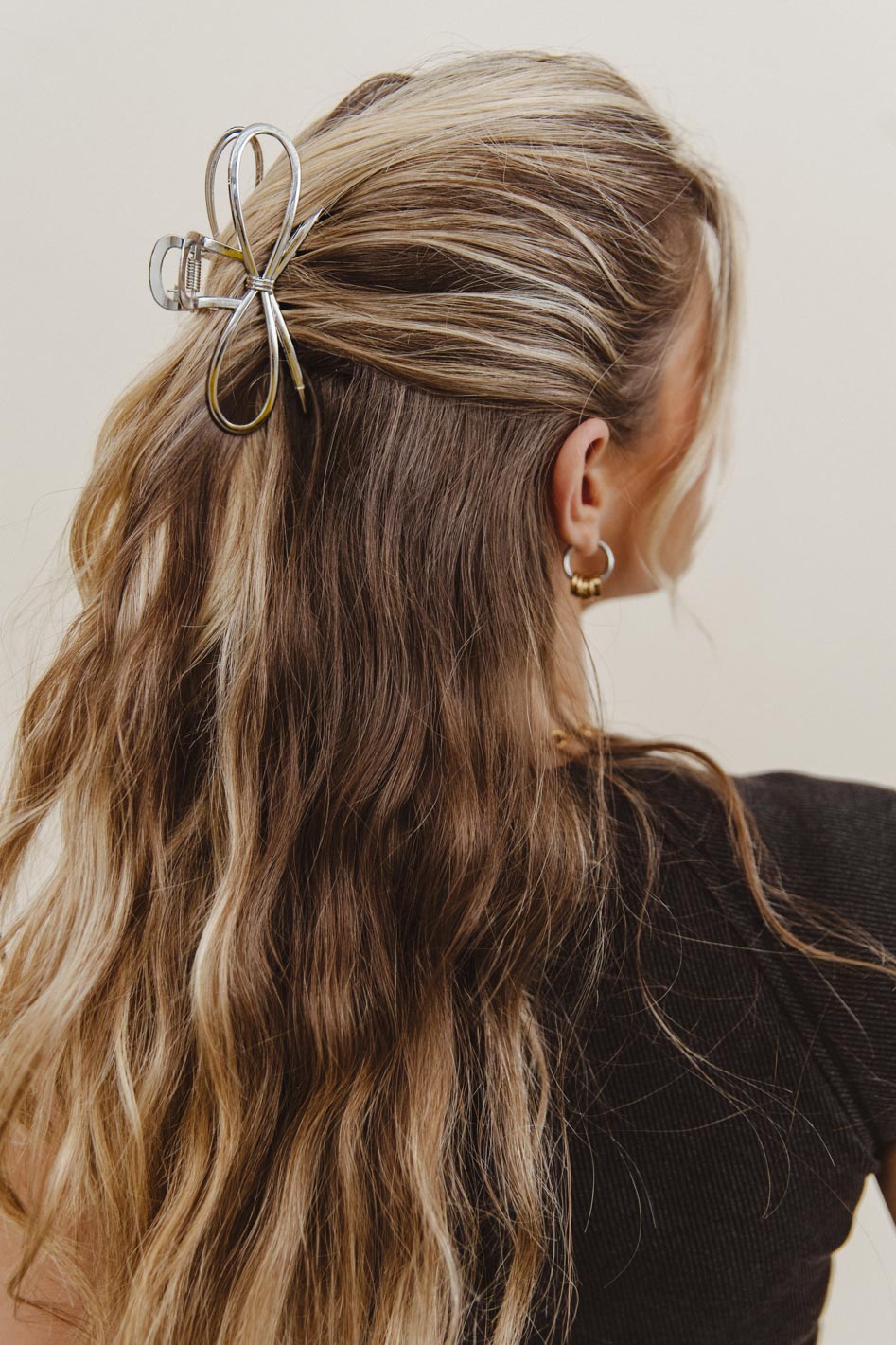 Metal Bow Claw Clip in Silver - FINAL SALE