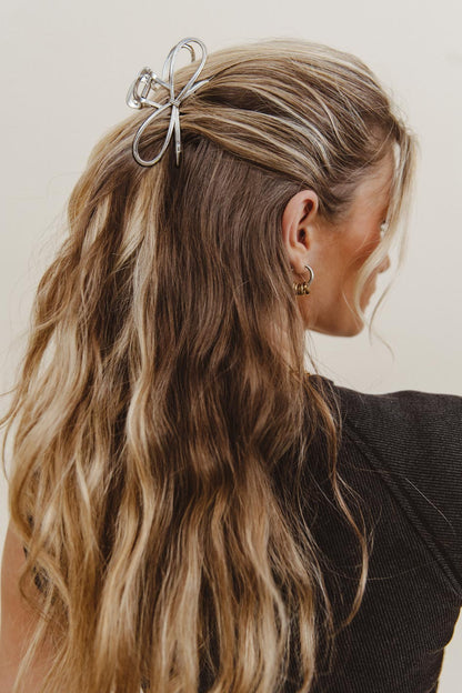 Metal Bow Claw Clip in Silver - FINAL SALE