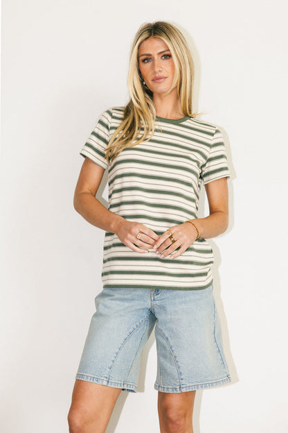 Kelly Striped Tee in Jade - FINAL SALE