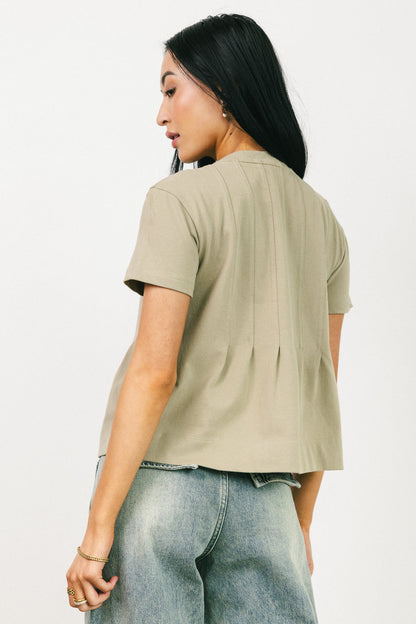 Cattelain Pleated Top in Olive - FINAL SALE