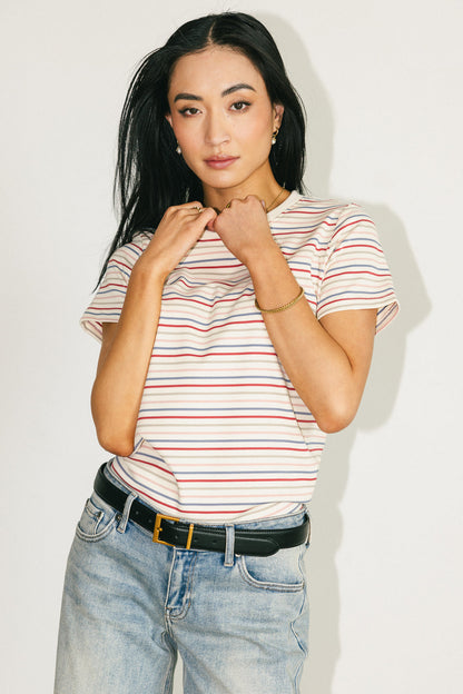 Christopher Striped Tee in Multi - FINAL SALE