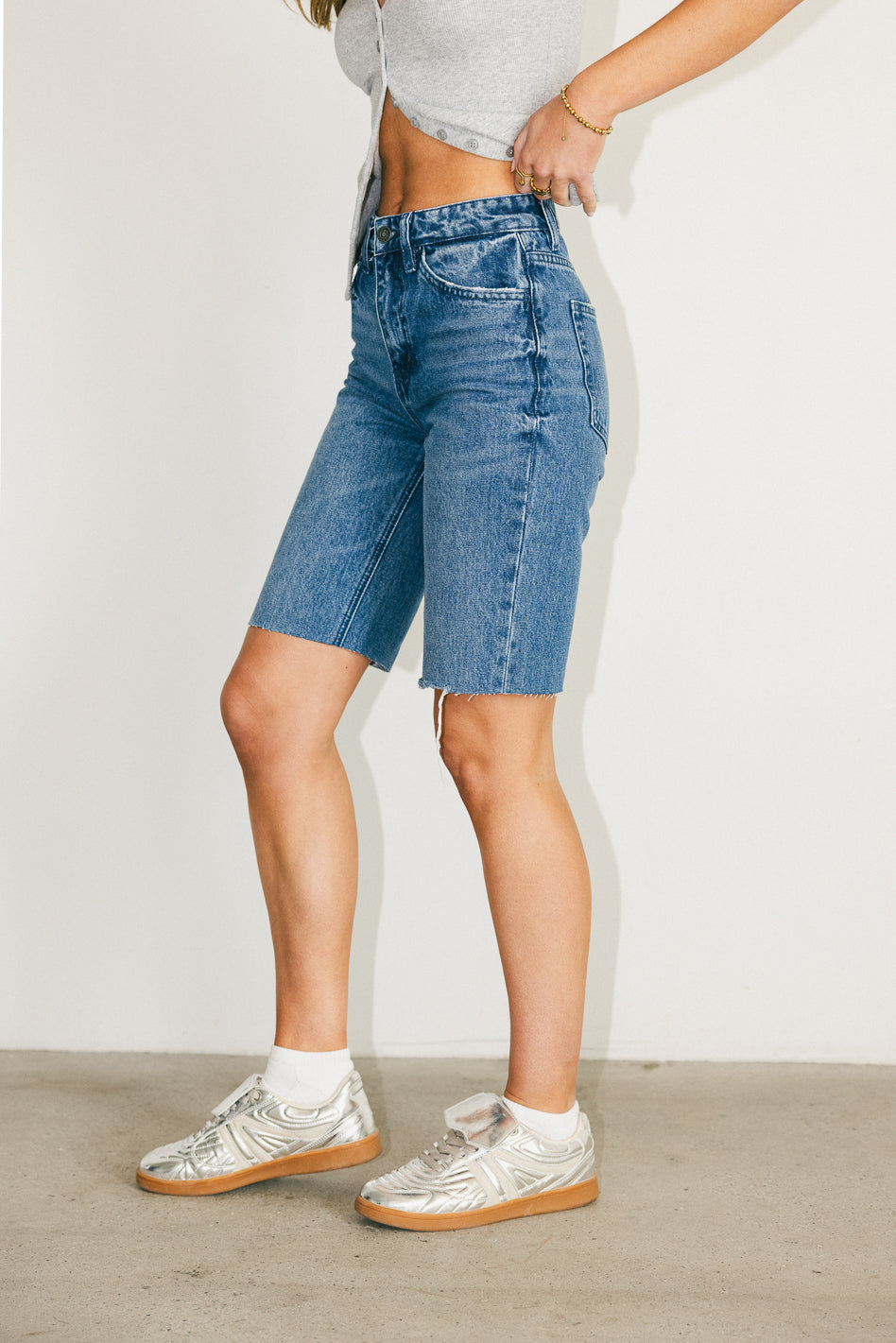 Marlene Denim Shorts in Medium Wash - FINAL SALE