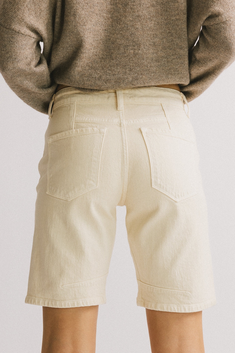 Layla Denim Shorts in Ivory - FINAL SALE