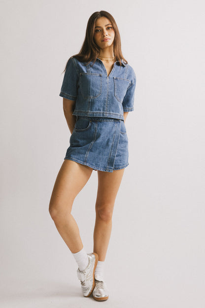 Gretta Collared Denim Top - FINAL SALE