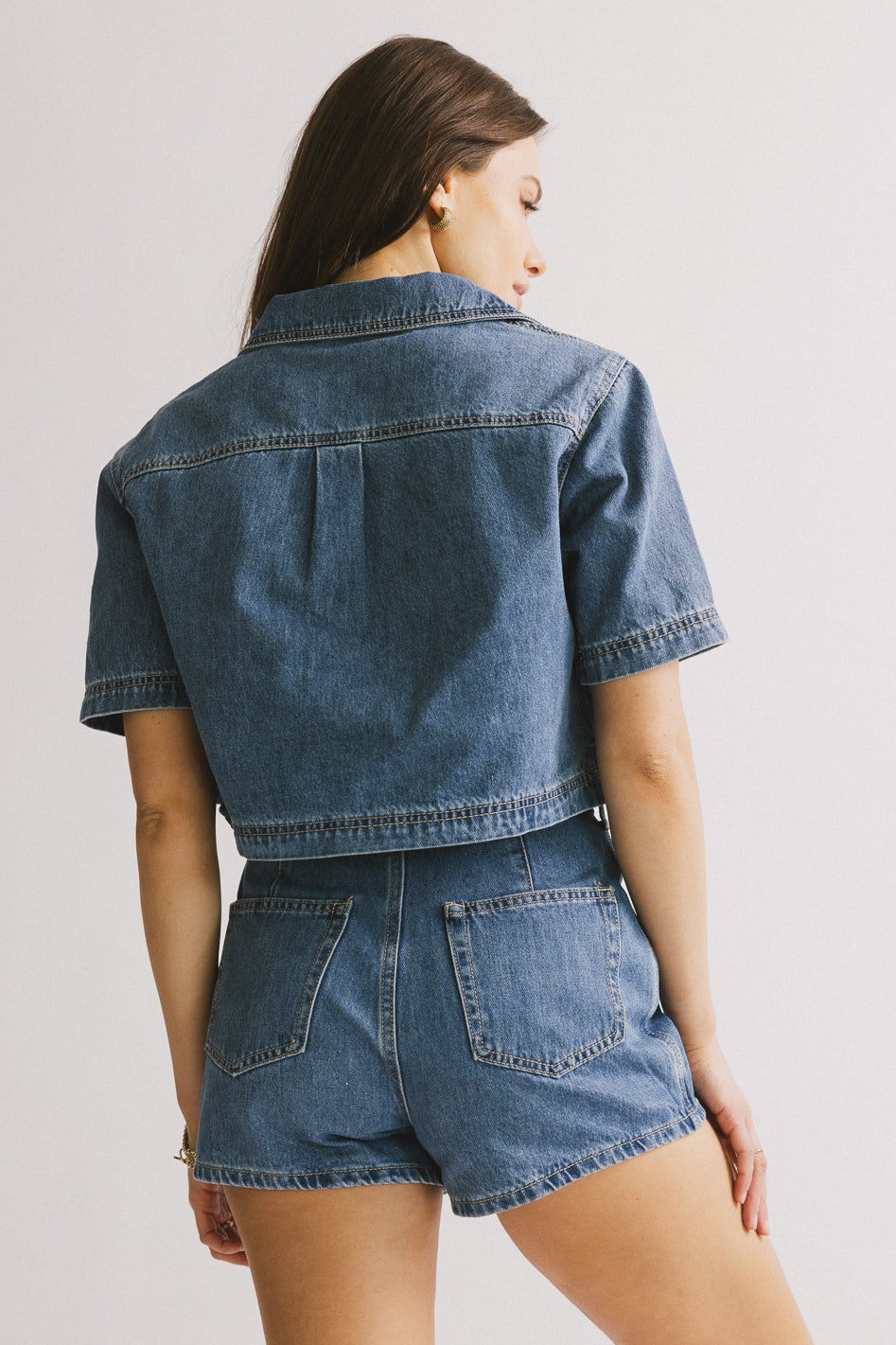 Gretta Collared Denim Top - FINAL SALE