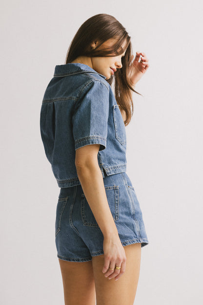 Gretta Collared Denim Top - FINAL SALE