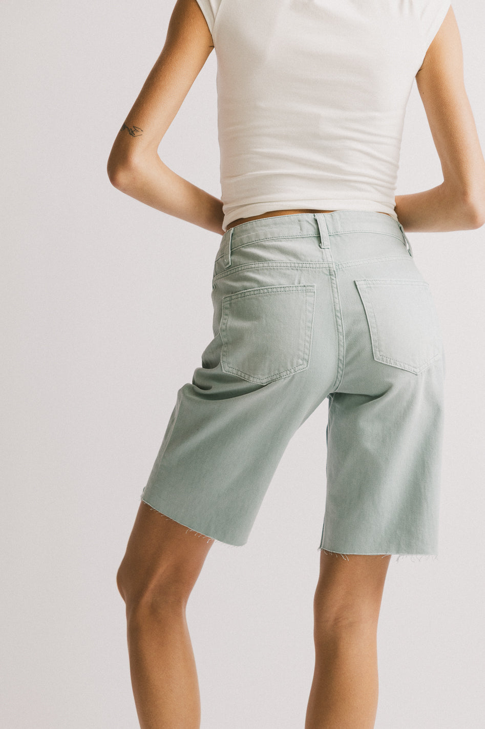 Marlene Denim Shorts in Seafoam - FINAL SALE