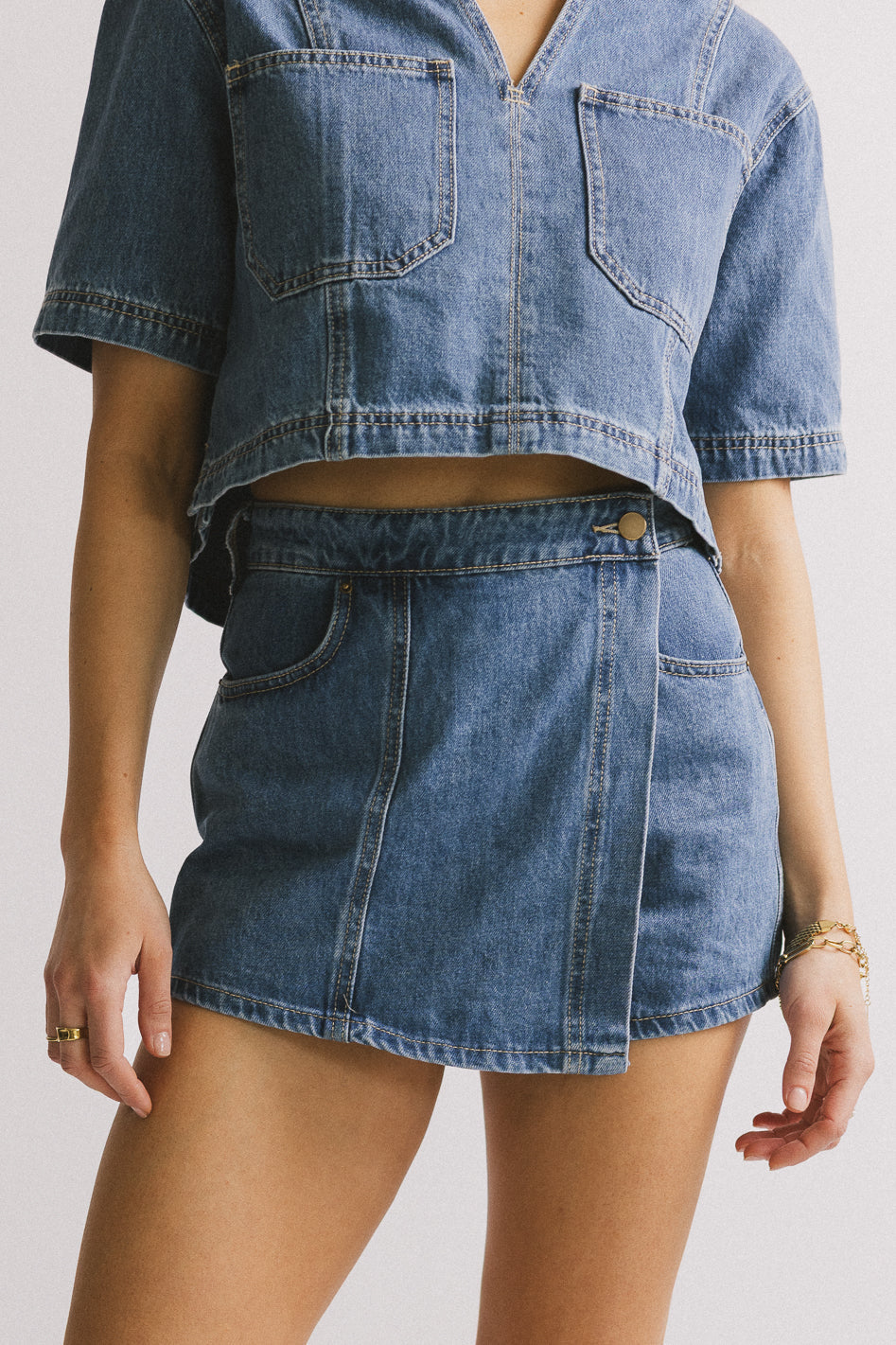 Rhia Denim Mini Skort - FINAL SALE