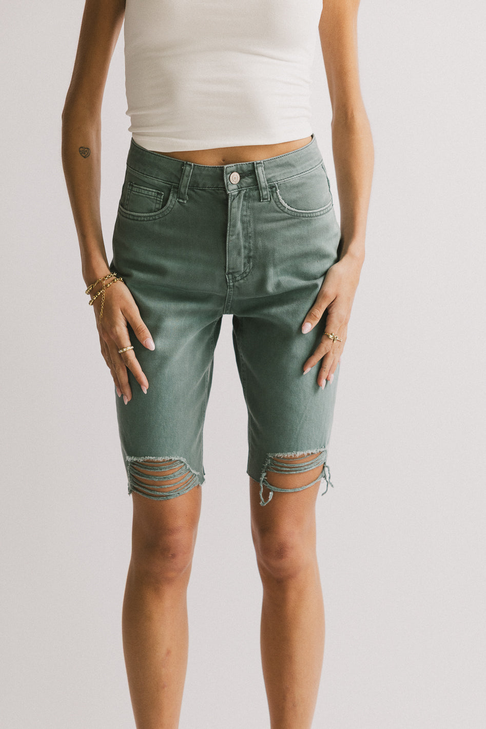 Marlene Denim Shorts in Teal - FINAL SALE