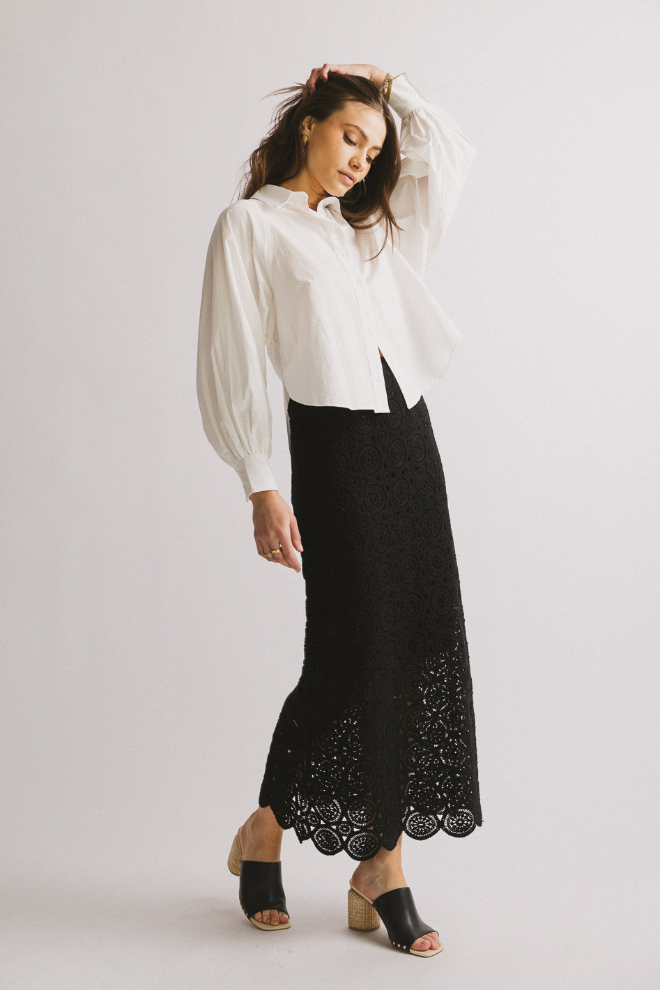 Nanet Crocheted Maxi Skirt in Black - FINAL SALE