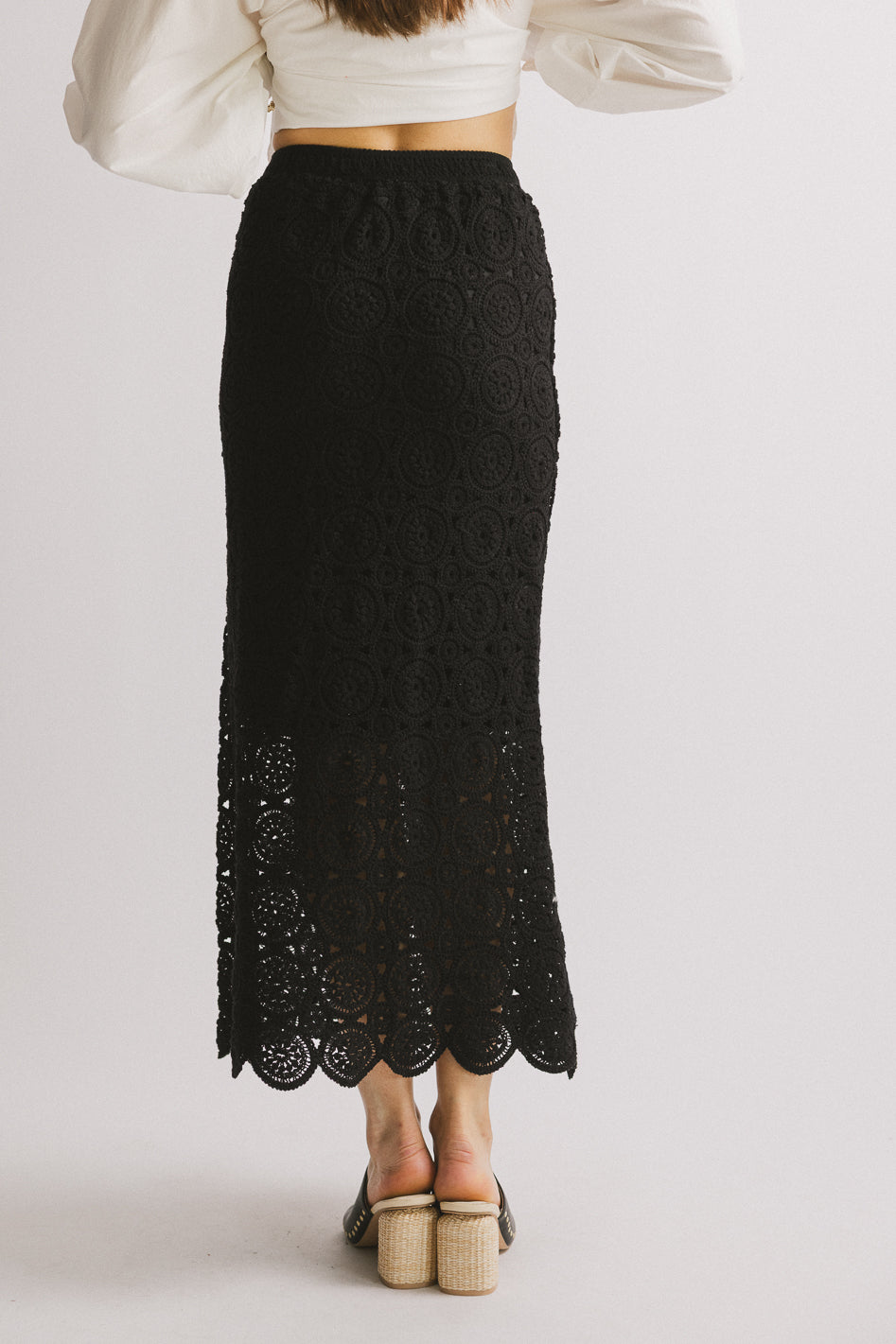 Nanet Crocheted Maxi Skirt in Black - FINAL SALE