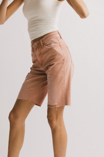 Marlene Denim Shorts in Salmon - FINAL SALE