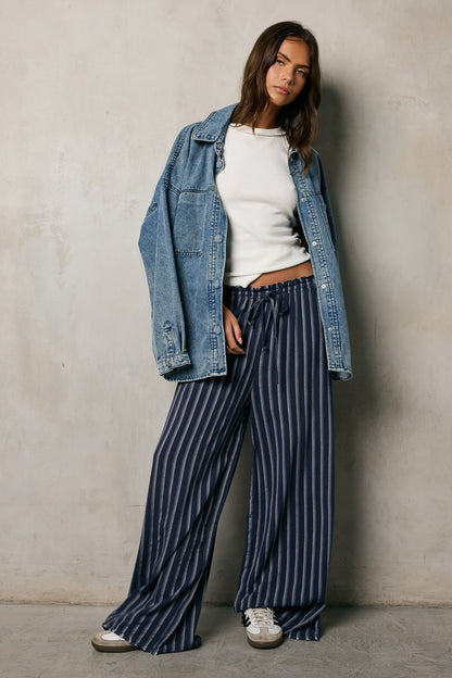 Ronan Striped Pants in Navy - FINAL SALE