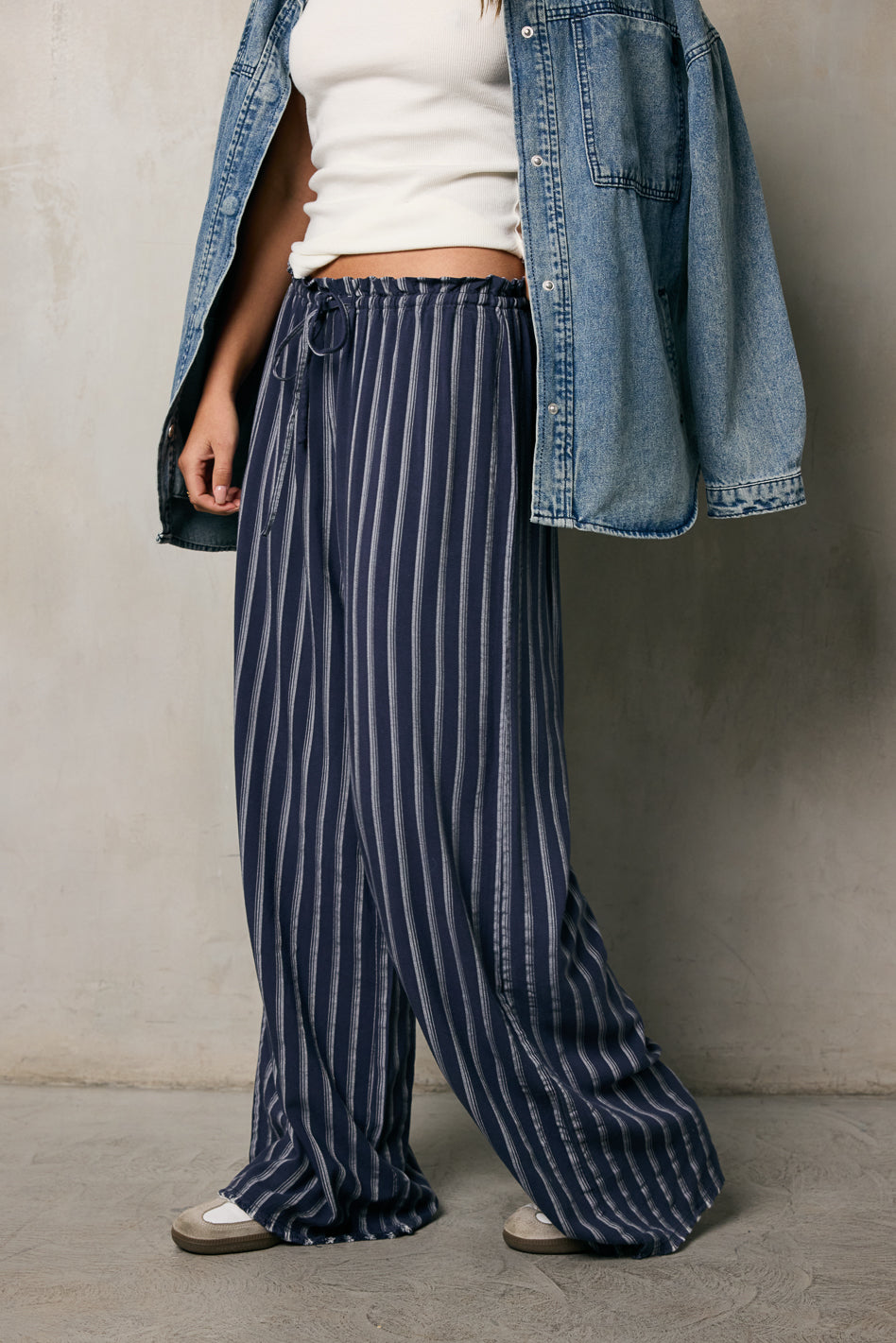 Ronan Striped Pants in Navy - FINAL SALE