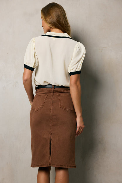 Jordan Denim Skirt in Brown - FINAL SALE