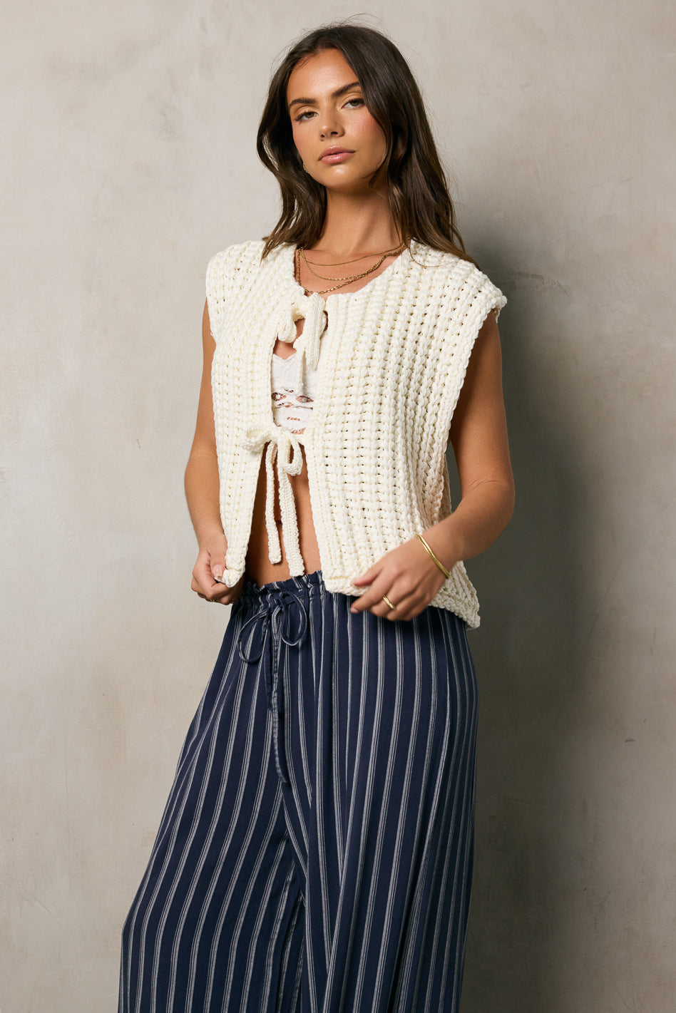Brea Knit Vest in Cream - FINAL SALE