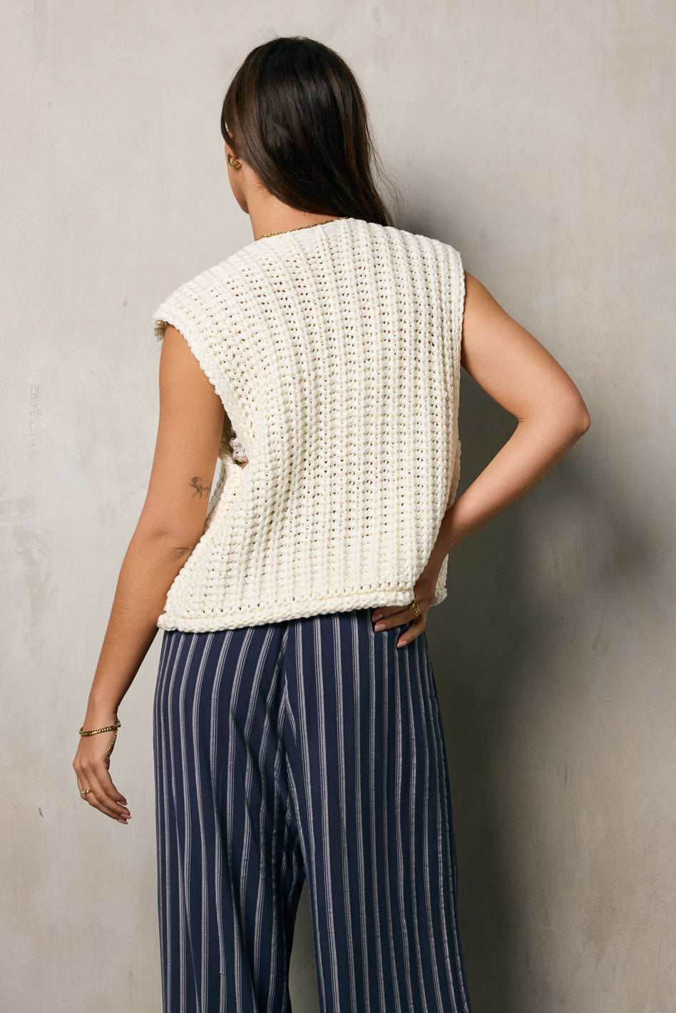 Brea Knit Vest in Cream - FINAL SALE
