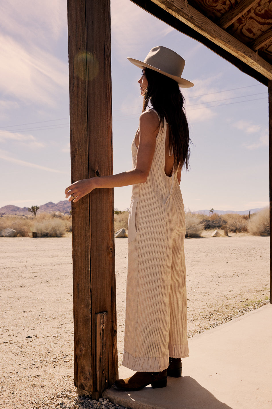 Addey Knit Overalls in Cream - FINAL SALE