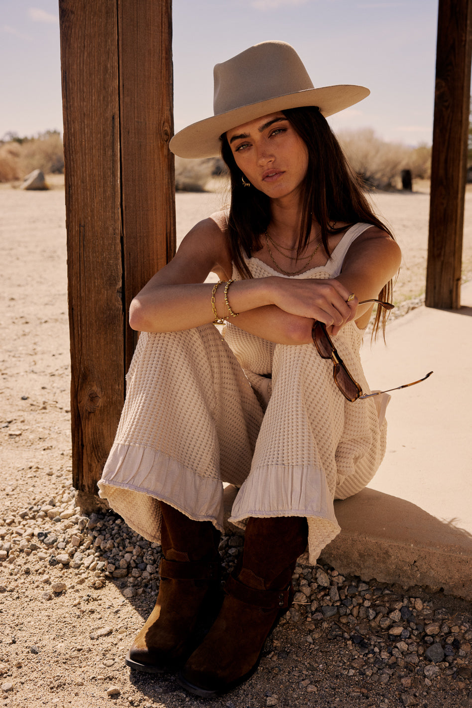 Addey Knit Overalls in Cream - FINAL SALE