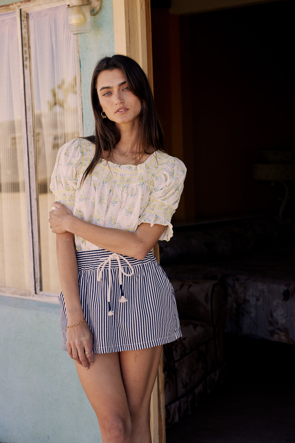 Sloane Striped Skort in Navy - FINAL SALE