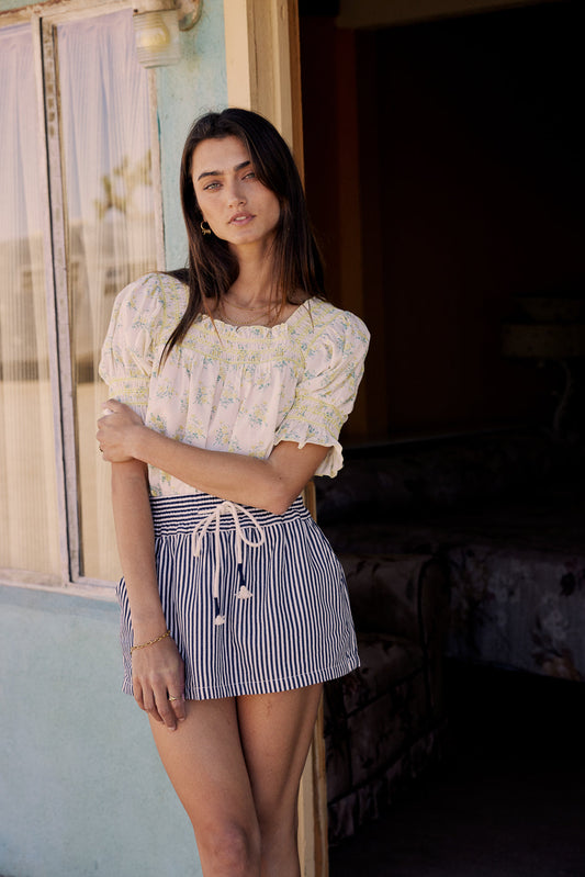 Sloane Striped Skort in Navy - FINAL SALE