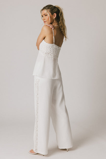 Karie Crochet Pants in White - FINAL SALE