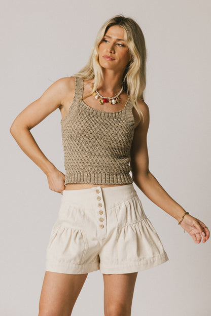 Harpa Tiered Mini Shorts in Oatmeal - FINAL SALE