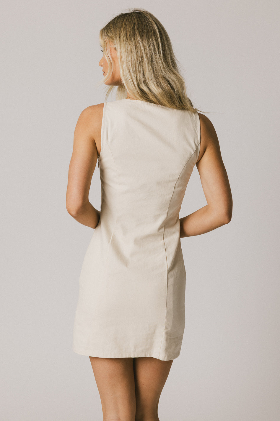 Jaclyn Fitted Mini Dress in Natural - FINAL SALE
